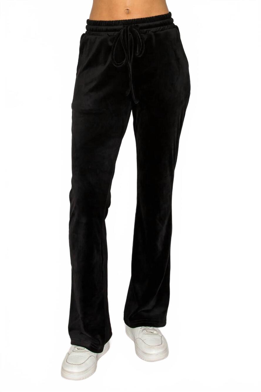 NEW KNIT RIOT classic velour joggers in black